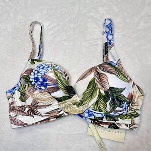 Sea Level Bikini Top Sz 6 DD/E Cup Floral Cross Front Push Up Padded Underwire